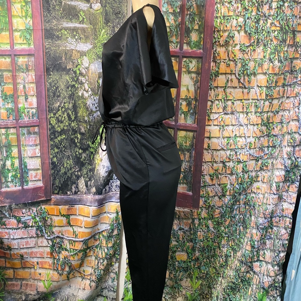 Rachel Roy black satin sheen jumpsuit size M - Picture 9 of 16
